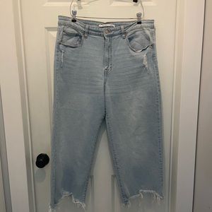 Celebrity Pink, high waisted, wide leg, crop jeans, light wash, size 17/33
